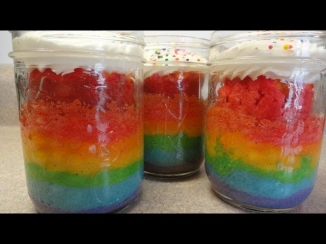 How to make rainbow cake in a jar -with yoyomax12